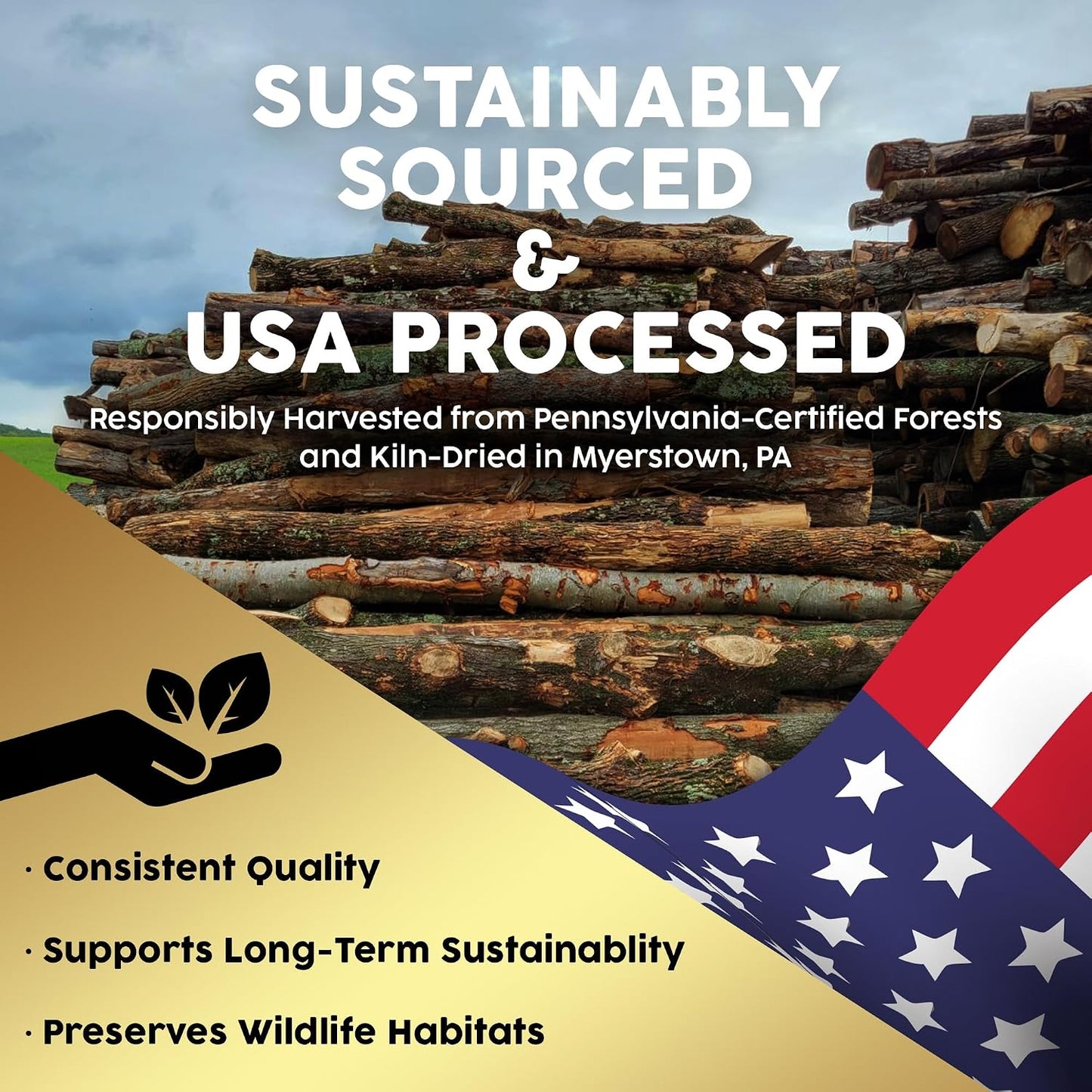 Kiln-Dried PA Hickory – 8” Splits (Approx 39.5 Lb) – Bold Smoking Wood for Pizza Ovens, BBQ & Fire Pits – Easy Light, Low Smoke, USA Sourced
