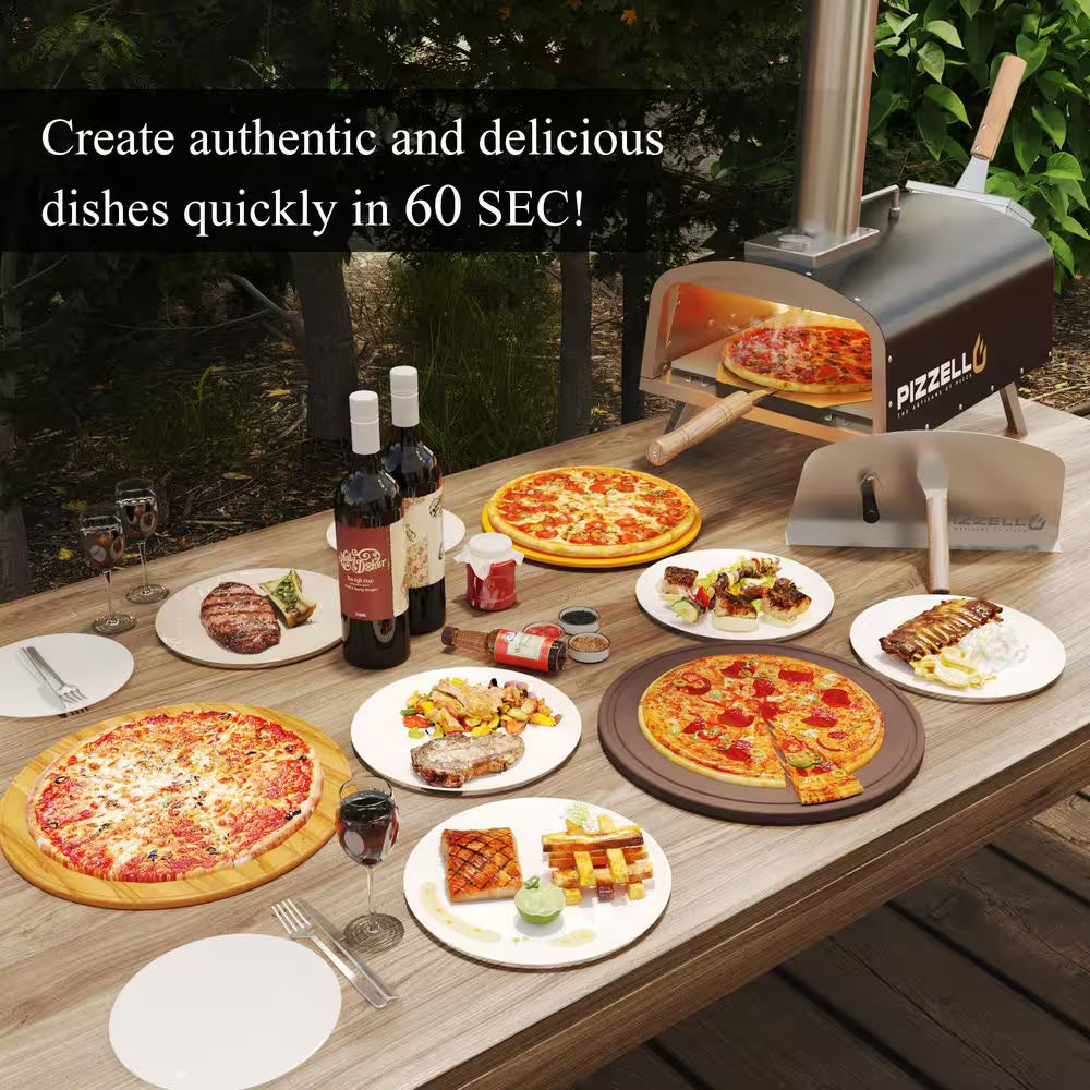 Portable Pellet Pizza Oven Outdoor Pizza Ovens Wood Fired Pizza Oven Included Pizza Stone, Pizza Peel 12 In. - Black