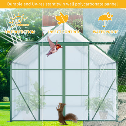 8x8 FT Double Door Polycarbonate Greenhouse