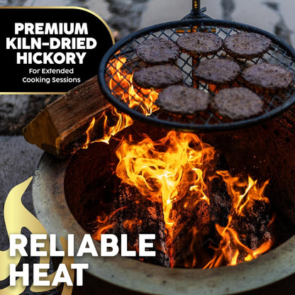 Kiln-Dried PA Hickory – 8” Splits (Approx 39.5 Lb) – Bold Smoking Wood for Pizza Ovens, BBQ & Fire Pits – Easy Light, Low Smoke, USA Sourced