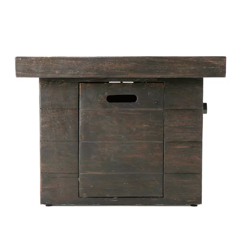 Anchorage Wood Finish Square Gas Outdoor Patio Fire Pit
