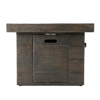Anchorage Wood Finish Square Gas Outdoor Patio Fire Pit