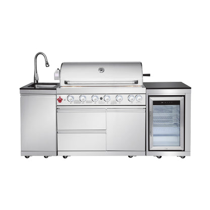 Outdoor Kitchen Island 82.5 Inch 6 Burner Propane Gas BBQ Grill