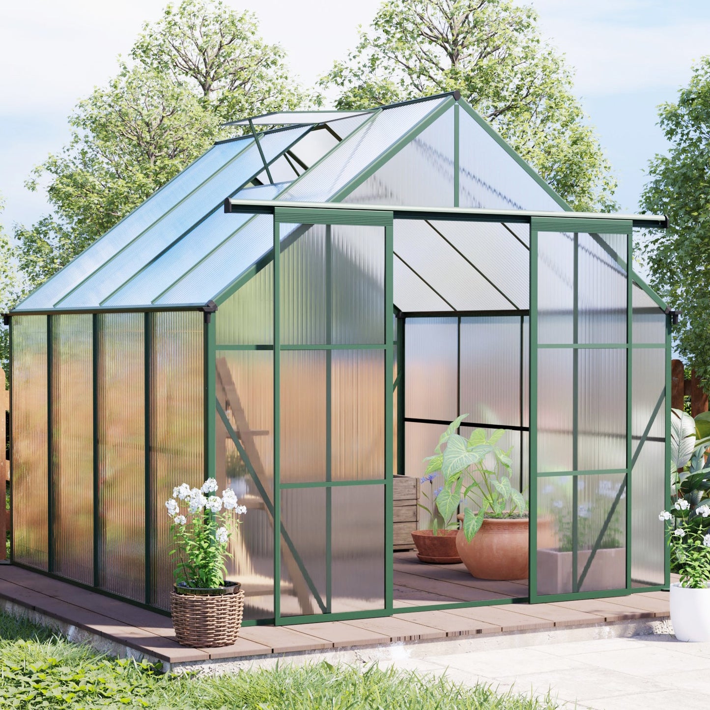 8x8 FT Double Door Polycarbonate Greenhouse