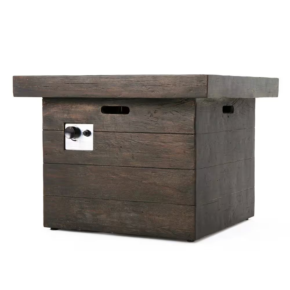 Anchorage Wood Finish Square Gas Outdoor Patio Fire Pit