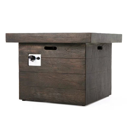 Anchorage Wood Finish Square Gas Outdoor Patio Fire Pit