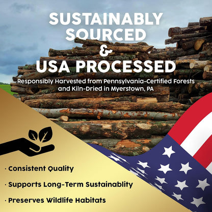 Kiln-Dried PA Hickory – 8” Splits (Approx 39.5 Lb) – Bold Smoking Wood for Pizza Ovens, BBQ & Fire Pits – Easy Light, Low Smoke, USA Sourced
