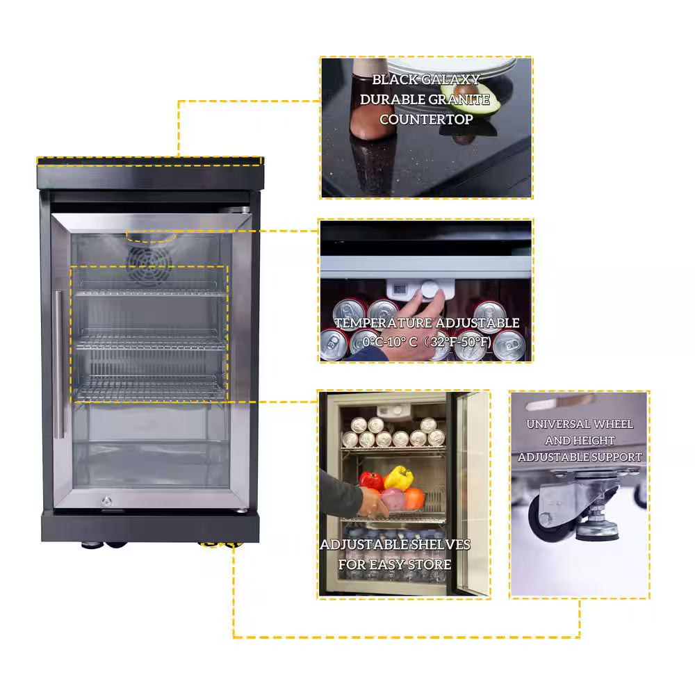 46 In. 4-Burner 72000 BTU Propane Gas Grill Island Outdoor Kitchen with Refrigerator, Sink in Black Stainless Steel