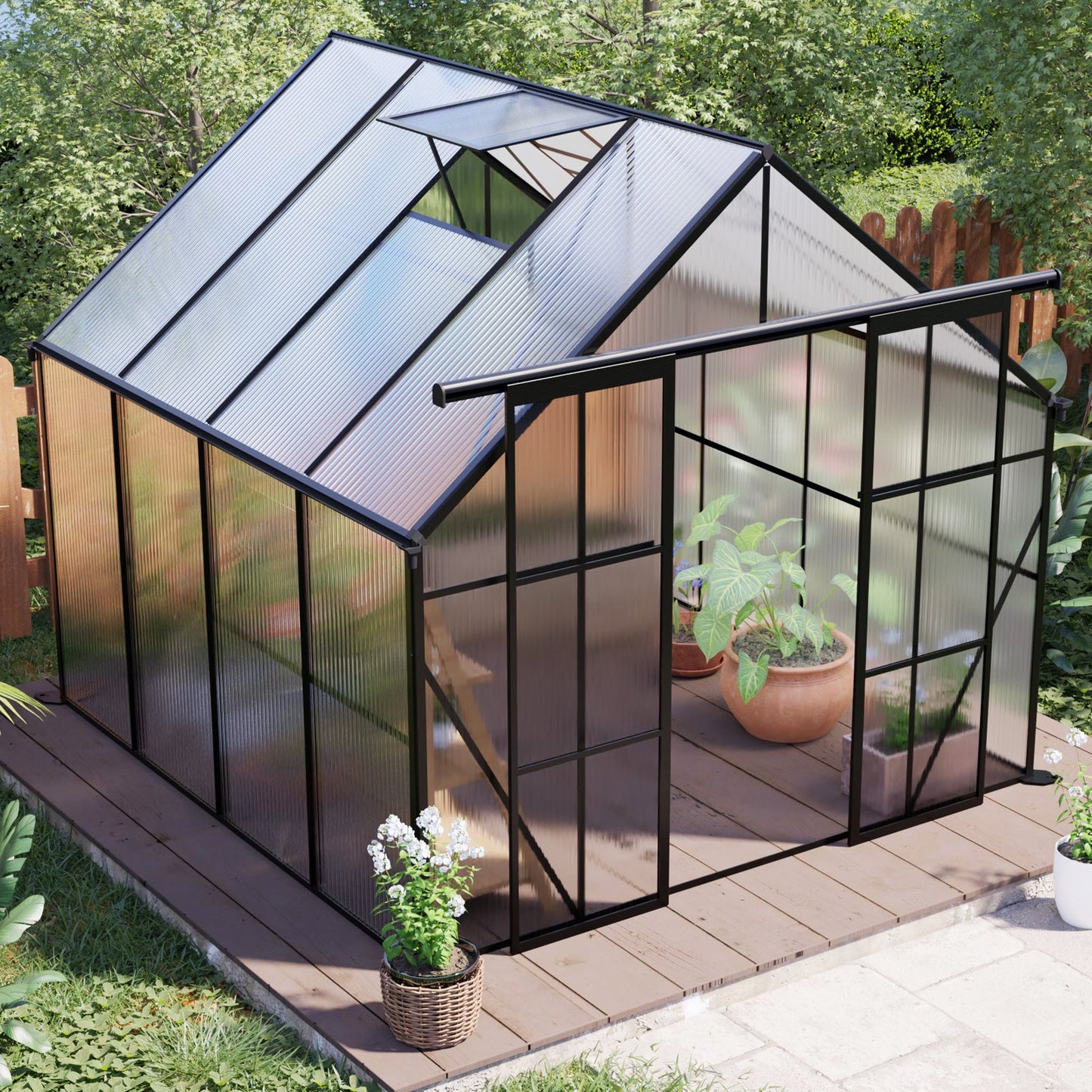 8x8 FT Double Door Polycarbonate Greenhouse