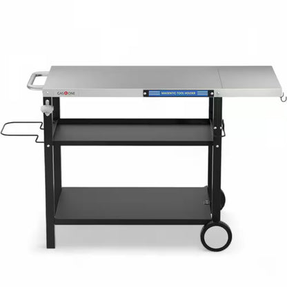 3-Tier Outdoor Grill Cart with Drawer-Universal Stainless Steel Prep Table for Blackstone, Ninja, Pizza Ovens