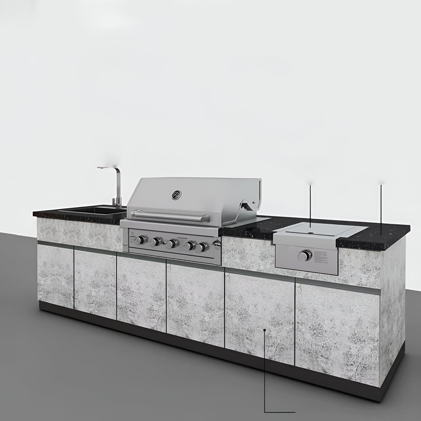 Custom 304 Stainless Steel Outdoor Kitchen Island with Sink & Gas BBQ Grill, Light Gray, Natural Gas