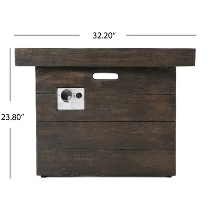 Anchorage Wood Finish Square Gas Outdoor Patio Fire Pit